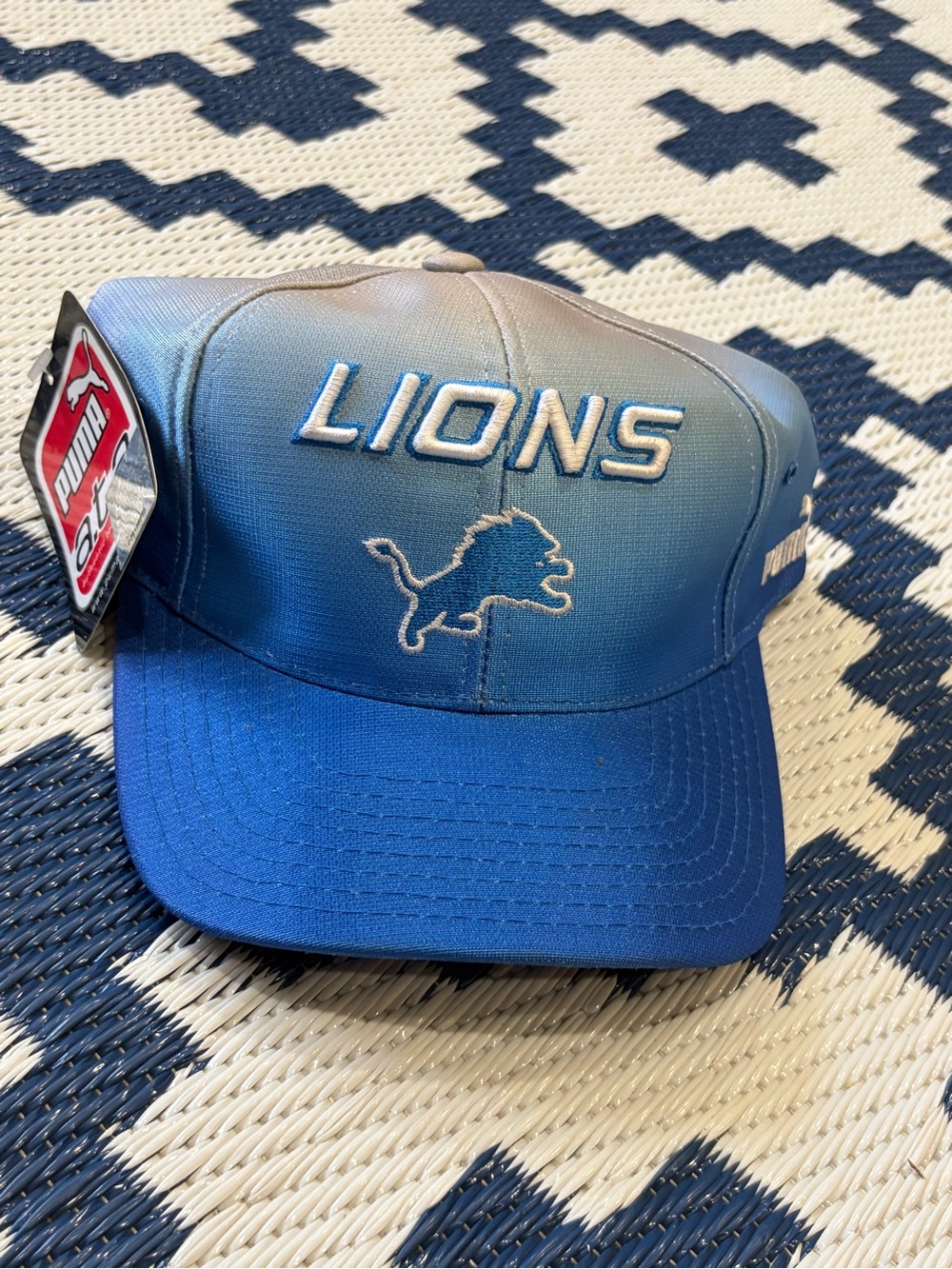 Vintage Puma Detroit Lions Gradient Blue Strap Back Hat New With Tags